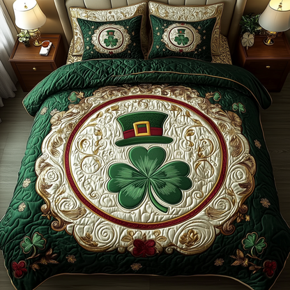 Lucky Irish Shamrock 3-Piece Quilted Bedding Set GFTOHD1081