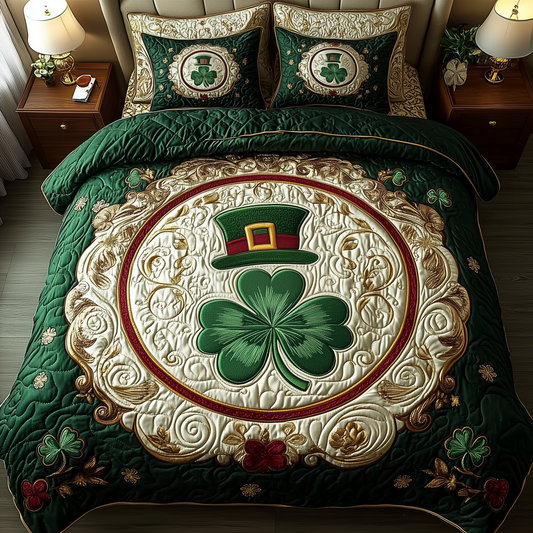 Lucky Irish Shamrock 3-Piece Quilted Bedding Set GFTOHD1081