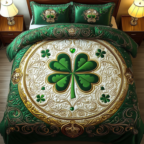 Lucky Irish Shamrock 3-Piece Quilted Bedding Set GFTOHD1082
