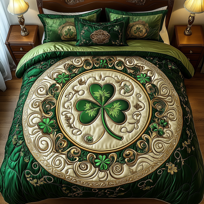 Lucky Irish Shamrock 3-Piece Quilted Bedding Set GFTOHD1083
