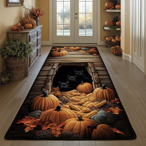 Autumn Black Cat Runner Rug GFTOHD10915