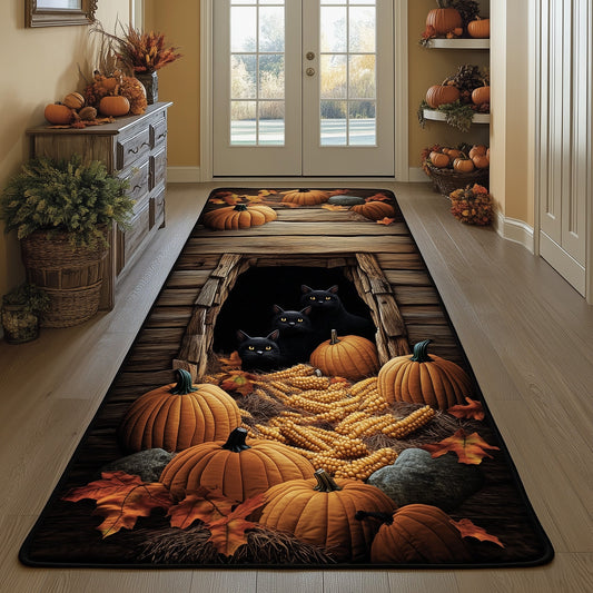 Autumn Black Cat Runner Rug GFTOHD10915