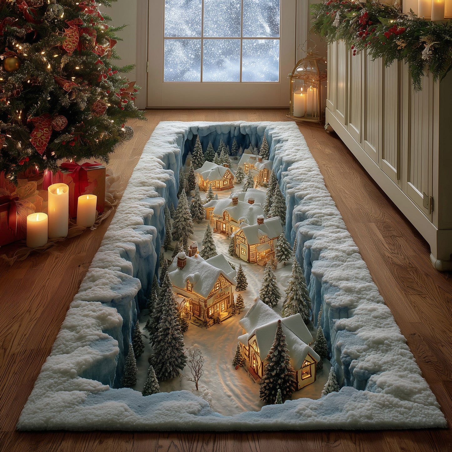 Snow Village Runner Rug GFTOHD11050