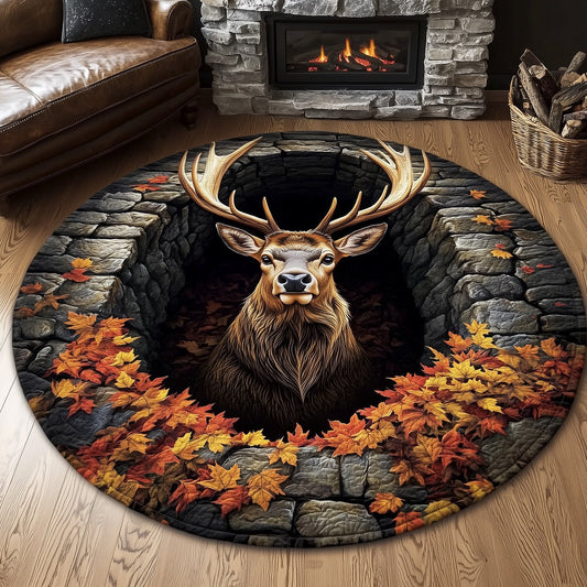 Mystic Autumn Deer Quilted Round Mat GFTOHD11143