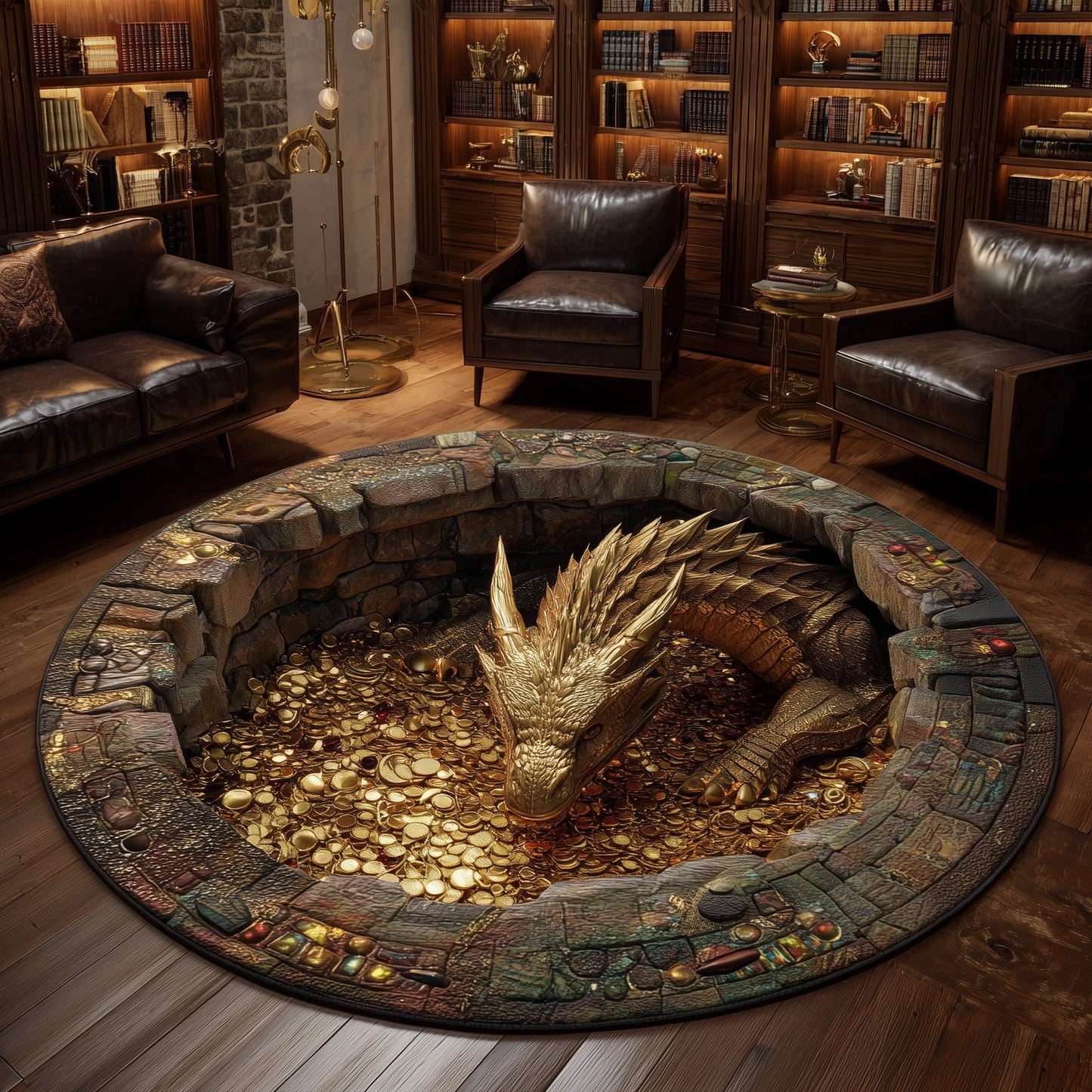 Majestic Dragon Quilted Round Mat GFTOHD11218