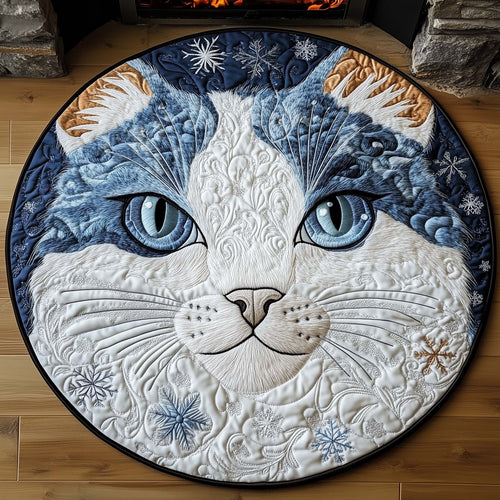 Winter Snow Cat Quilted Round Mat GFTOHD11415