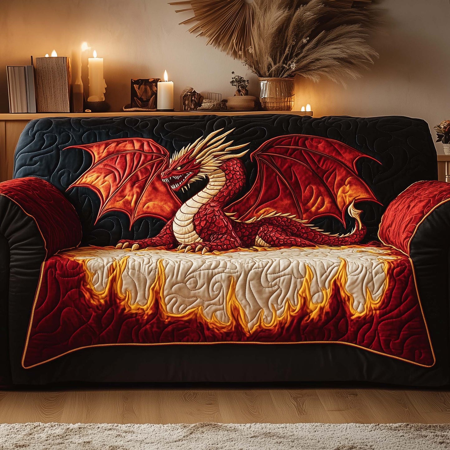 Majestic Dragon Quilted Sofa Cover GFTOHD11744