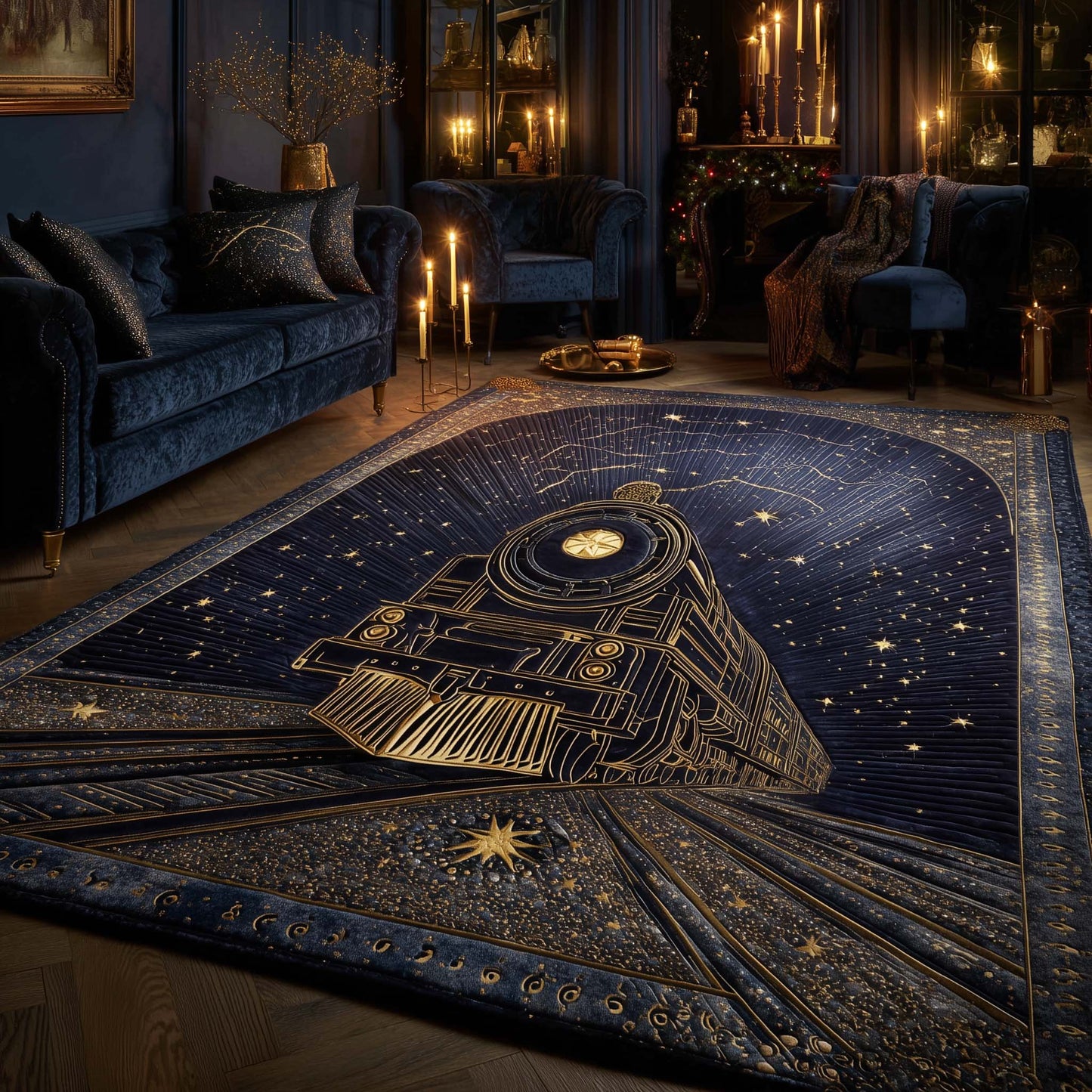 Celestial Christmas Train Area Rug GFTOHD11841