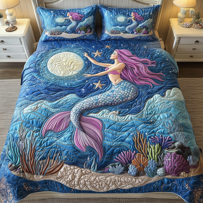 Ocean Mermaid Paradise 3-Piece Quilted Bedding Set GFTOHD1193