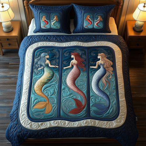 Ocean Mermaid Paradise 3-Piece Quilted Bedding Set GFTOHD1199