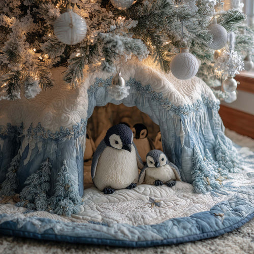Cozy Penguin Family Quilted Tree Skirt GFTOHD12004