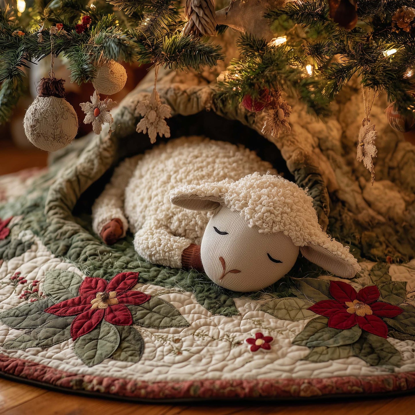 Sleeping Sheep Quilted Tree Skirt GFTOHD12011
