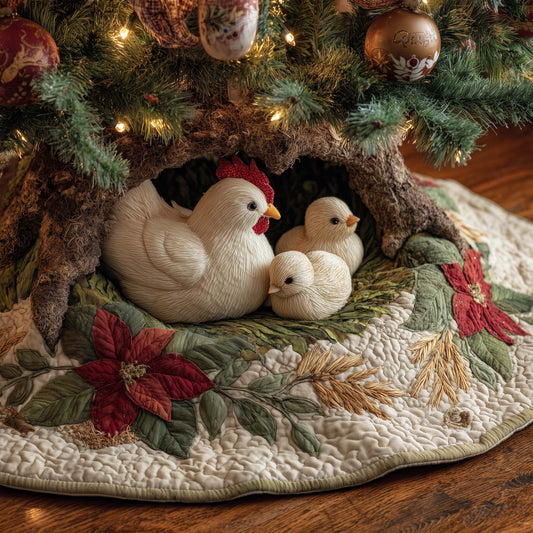 Christmas Hen & Chicks Quilted Tree Skirt GFTOHD12012