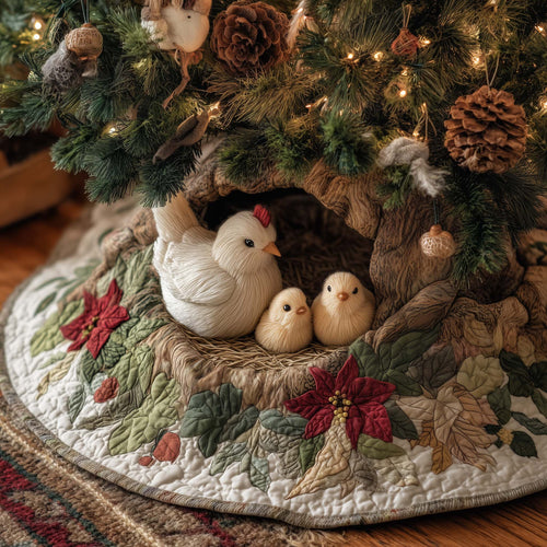 Christmas Hen & Chicks Quilted Tree Skirt GFTOHD12013
