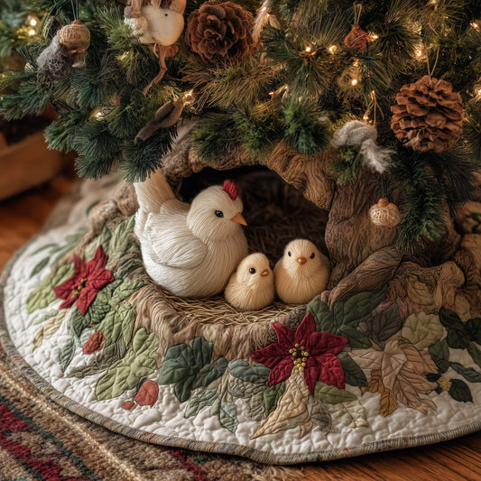Christmas Hen & Chicks Quilted Tree Skirt GFTOHD12013