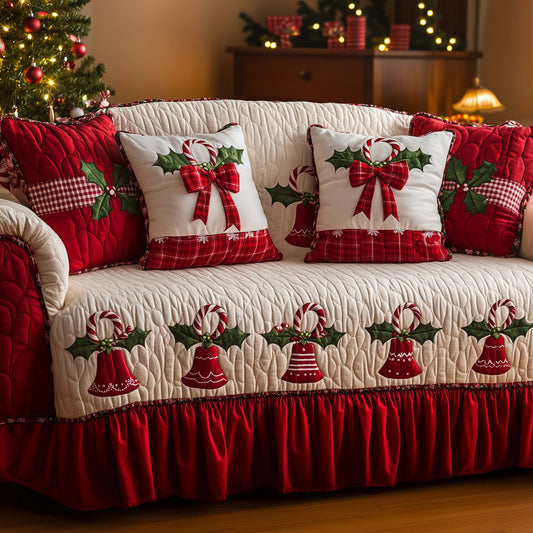 Christmas Bells Quilted Sofa Cover GFTOHD12018