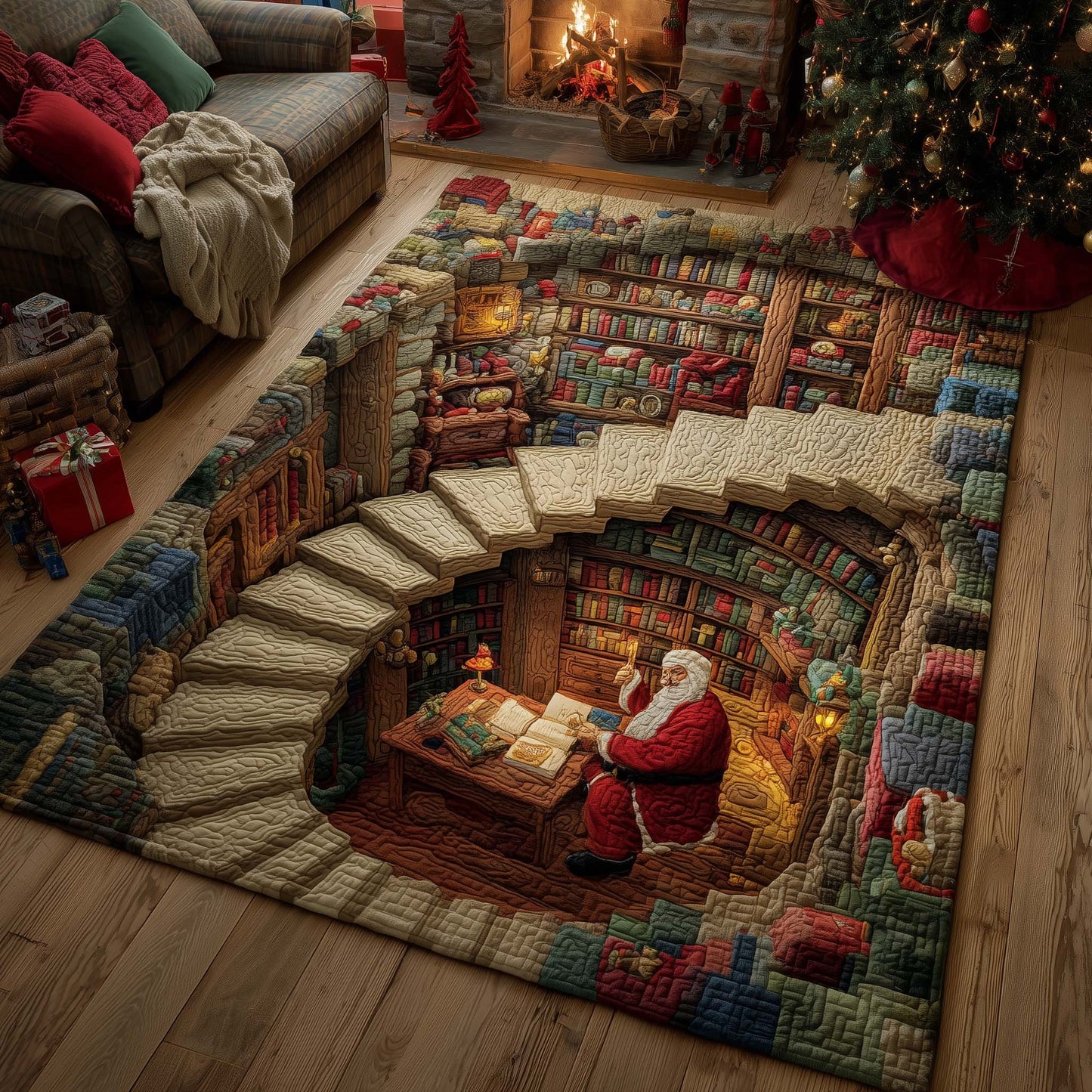 Santa Gift Vortex Area Rug GFTOHD12148