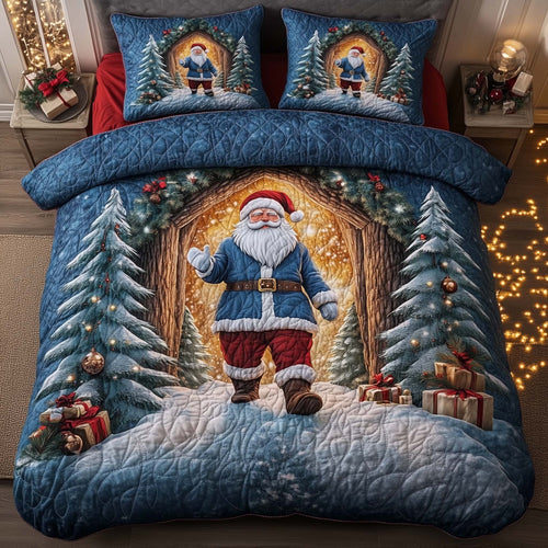 Holiday Santa Delight 3-Piece Quilted Bedding Set GFTOHD12657