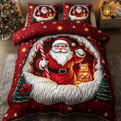 Holiday Santa Delight 3-Piece Quilted Bedding Set GFTOHD12659