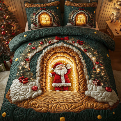 Holiday Santa Delight 3-Piece Quilted Bedding Set GFTOHD12661