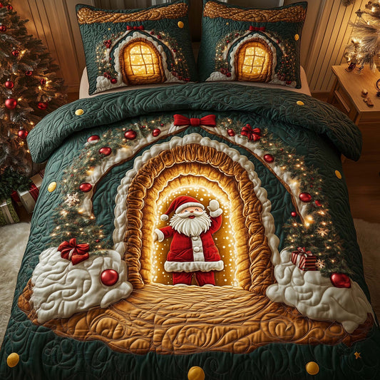 Holiday Santa Delight 3-Piece Quilted Bedding Set GFTOHD12661