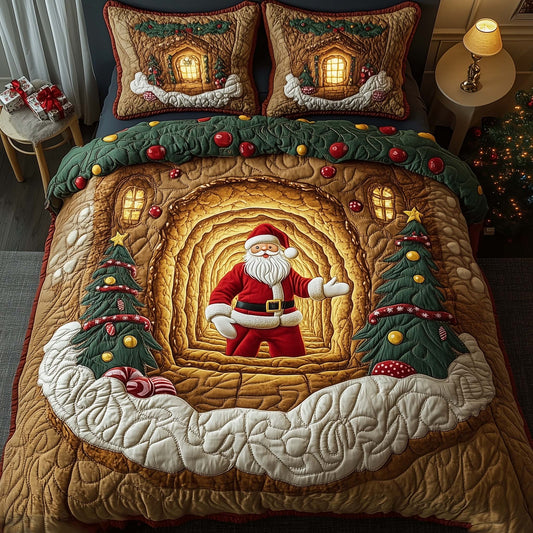 Holiday Santa Delight 3-Piece Quilted Bedding Set GFTOHD12662