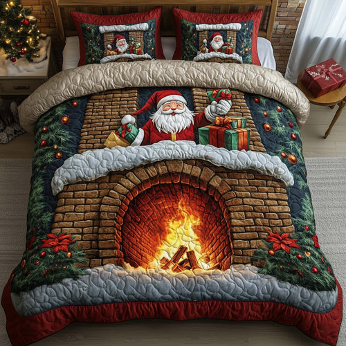 Holiday Santa Delight 3-Piece Quilted Bedding Set GFTOHD12665