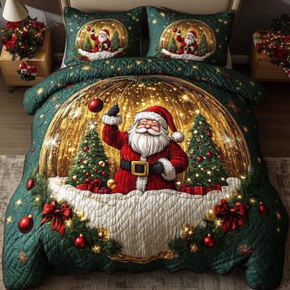 Holiday Santa Delight 3-Piece Quilted Bedding Set GFTOHD12666