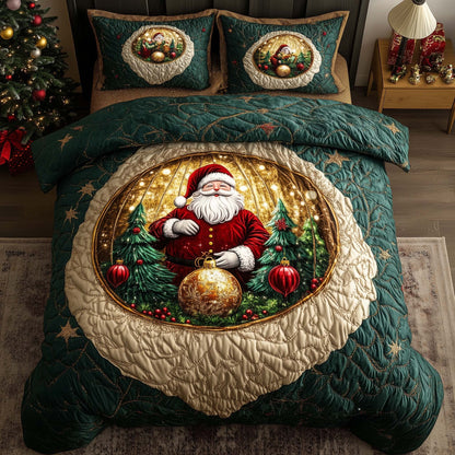 Holiday Santa Delight 3-Piece Quilted Bedding Set GFTOHD12667