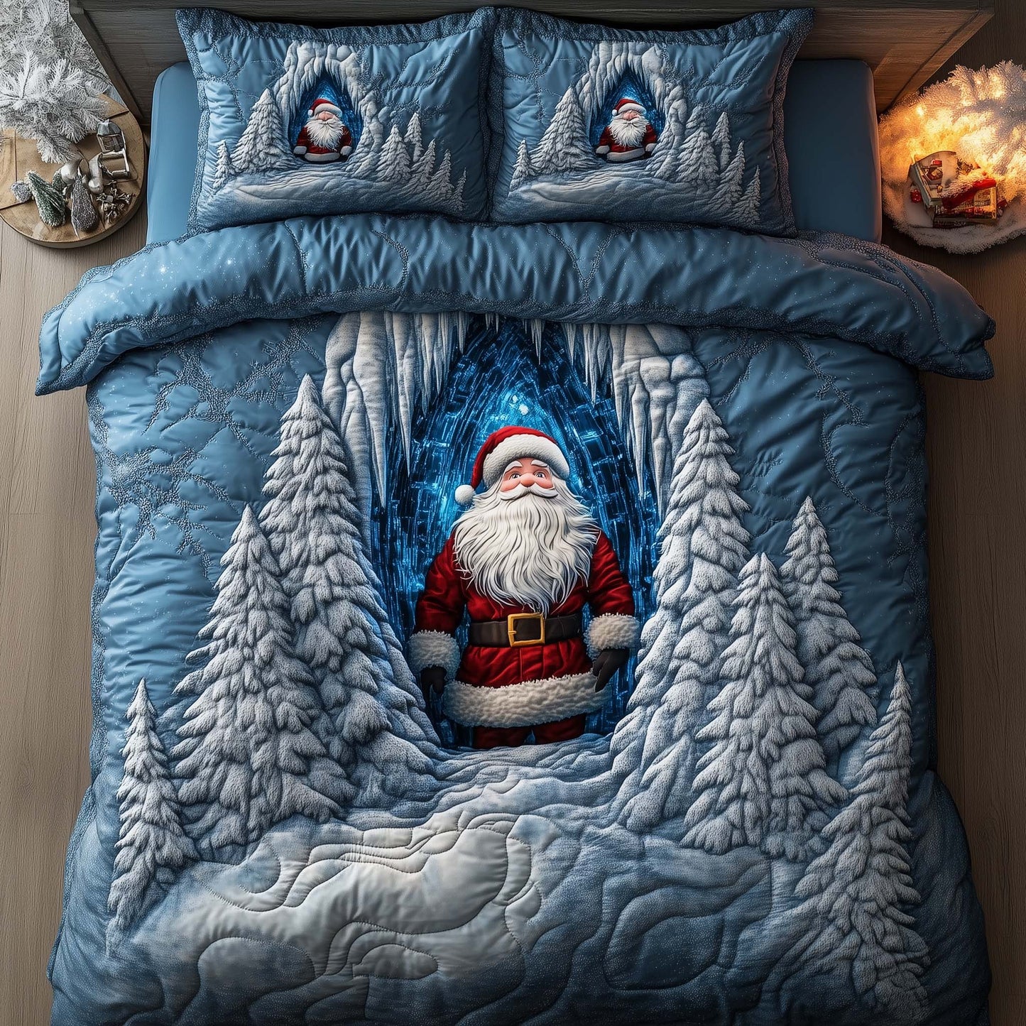 Holiday Santa Delight 3-Piece Quilted Bedding Set GFTOHD12668