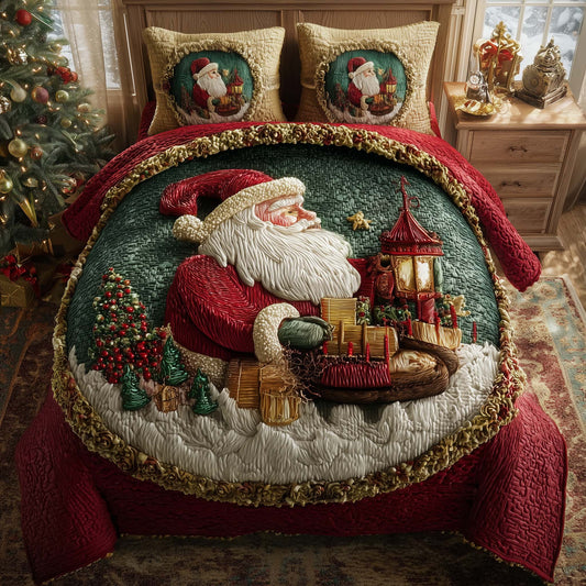 Holiday Santa Delight 3-Piece Quilted Bedding Set GFTOHD12669