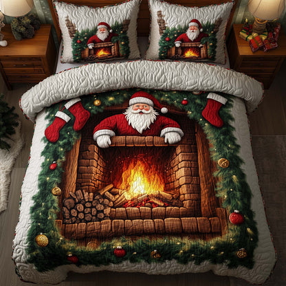 Holiday Santa Delight 3-Piece Quilted Bedding Set GFTOHD12671