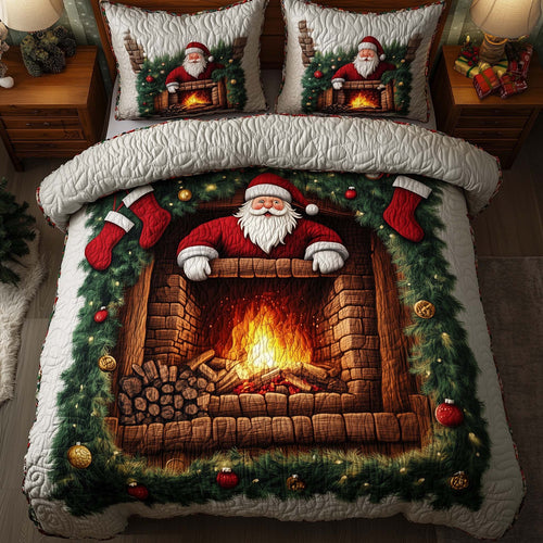 Holiday Santa Delight 3-Piece Quilted Bedding Set GFTOHD12671