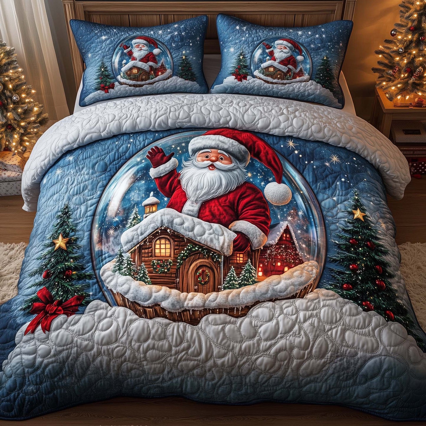 Holiday Santa Delight 3-Piece Quilted Bedding Set GFTOHD12672