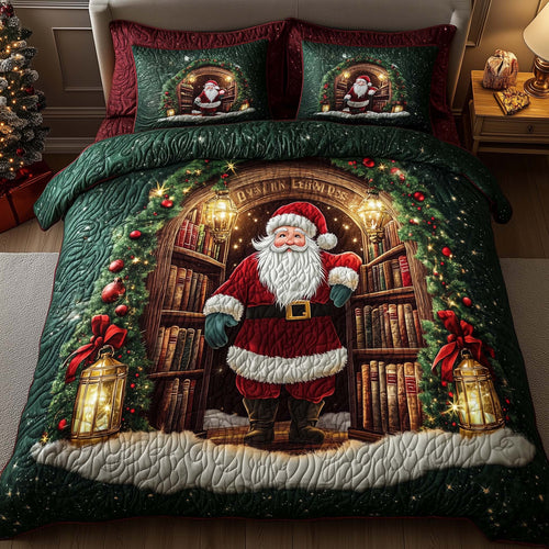 Holiday Santa Delight 3-Piece Quilted Bedding Set GFTOHD12674