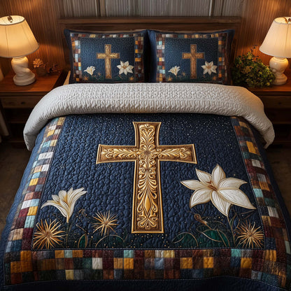 Cross 3-Piece Quilted Bedding Set GFTOHD12711