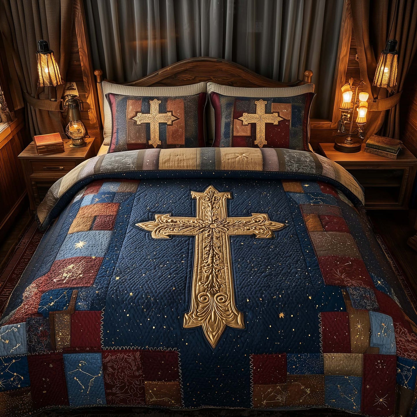 Cross 3-Piece Quilted Bedding Set GFTOHD12712