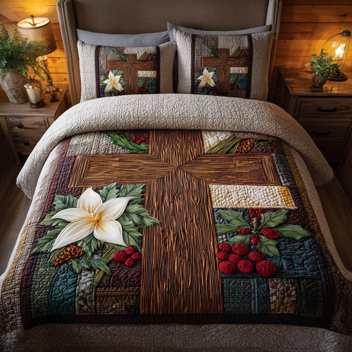 Cross 3-Piece Quilted Bedding Set GFTOHD12713