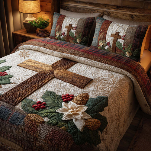 Cross 3-Piece Quilted Bedding Set GFTOHD12714