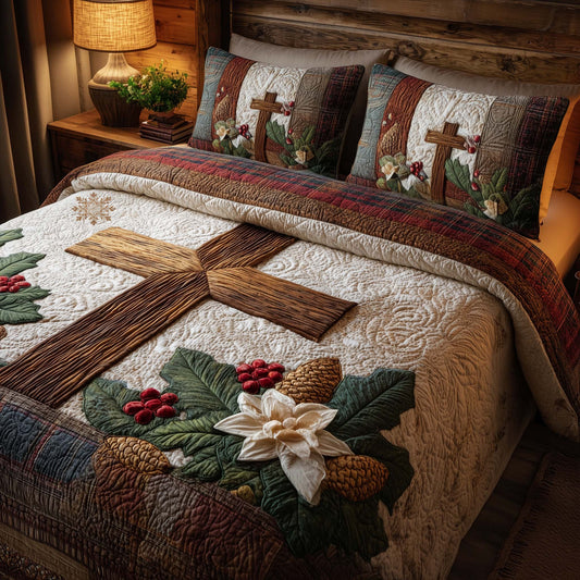 Cross 3-Piece Quilted Bedding Set GFTOHD12714