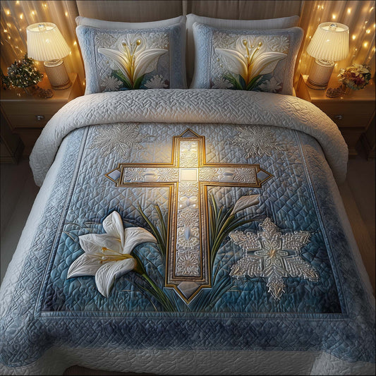 Cross 3-Piece Quilted Bedding Set GFTOHD12715