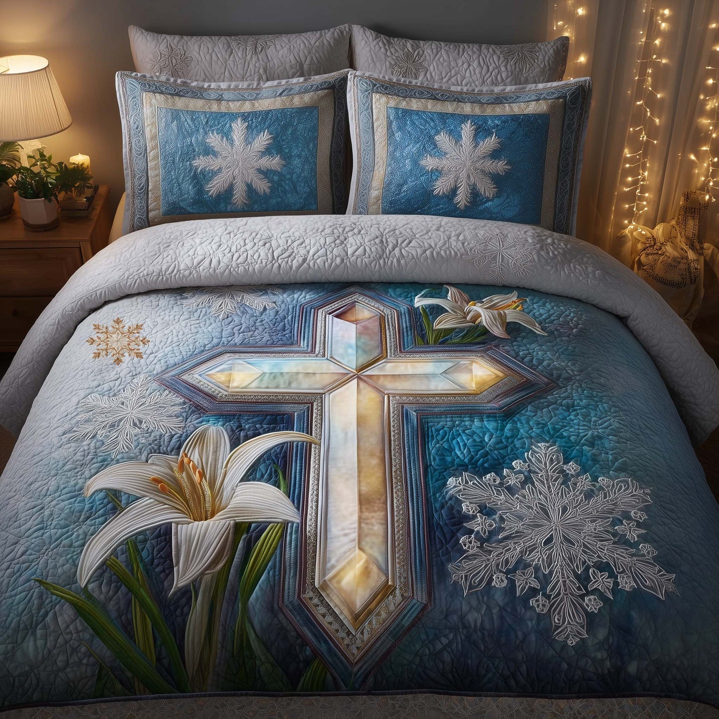 Cross 3-Piece Quilted Bedding Set GFTOHD12716