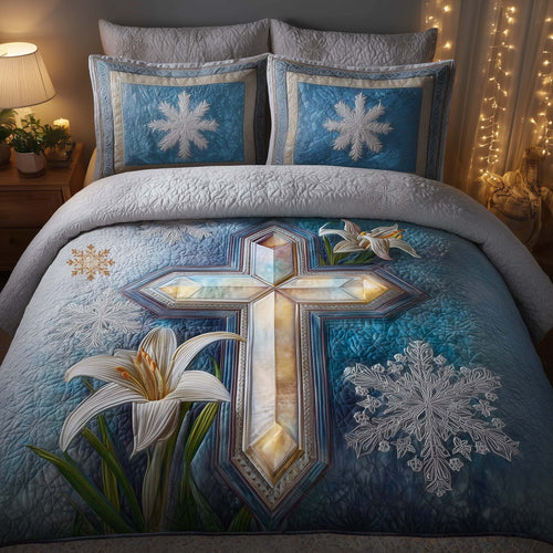 Cross 3-Piece Quilted Bedding Set GFTOHD12716