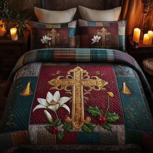 Cross 3-Piece Quilted Bedding Set GFTOHD12717