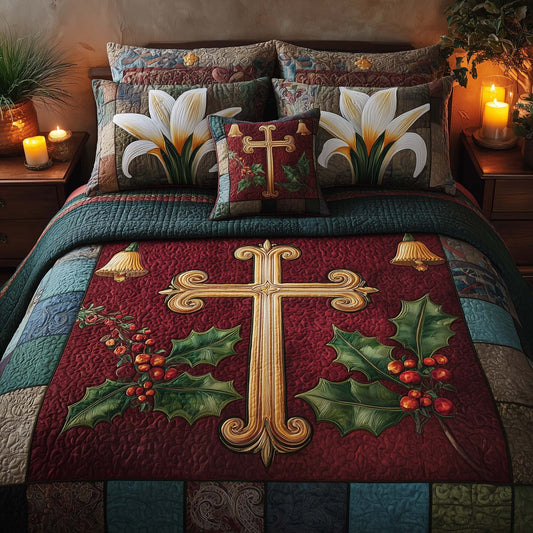 Cross 3-Piece Quilted Bedding Set GFTOHD12718