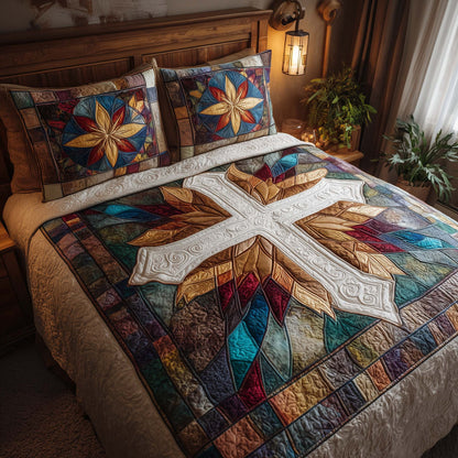 Cross 3-Piece Quilted Bedding Set GFTOHD12719