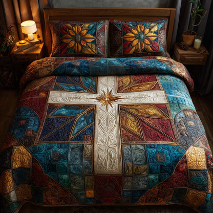 Cross 3-Piece Quilted Bedding Set GFTOHD12720