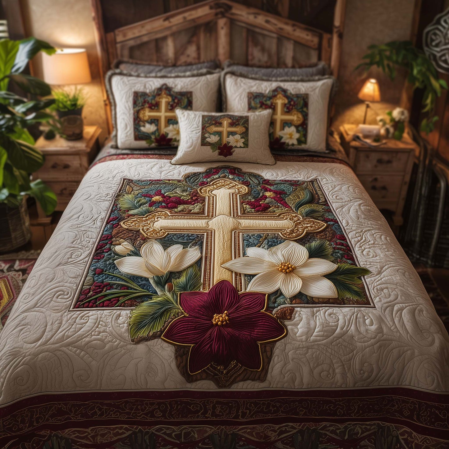 Cross 3-Piece Quilted Bedding Set GFTOHD12722