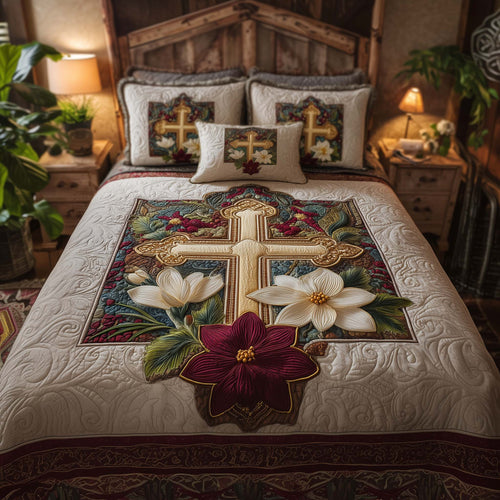 Cross 3-Piece Quilted Bedding Set GFTOHD12722