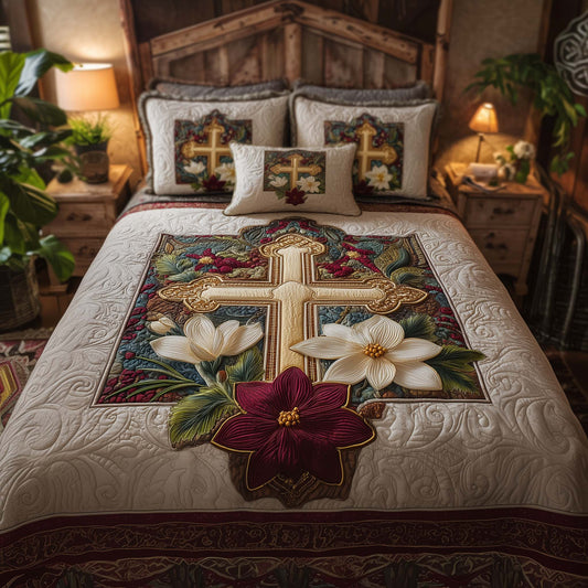 Cross 3-Piece Quilted Bedding Set GFTOHD12722